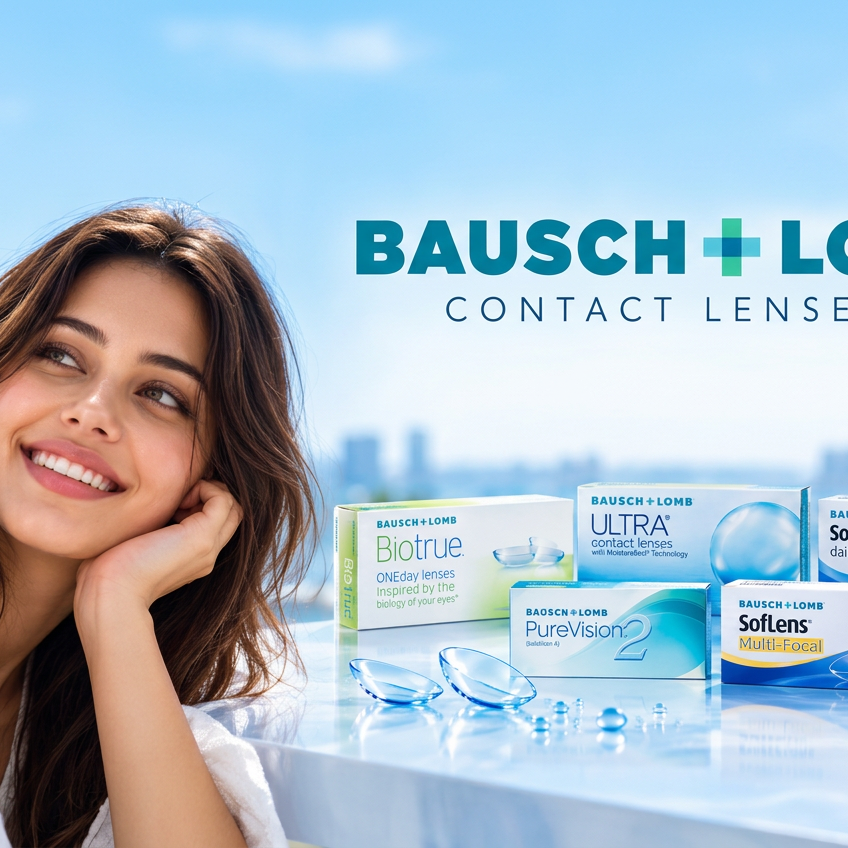 Bausch + Lomb banner with smaller inward-positioned branding