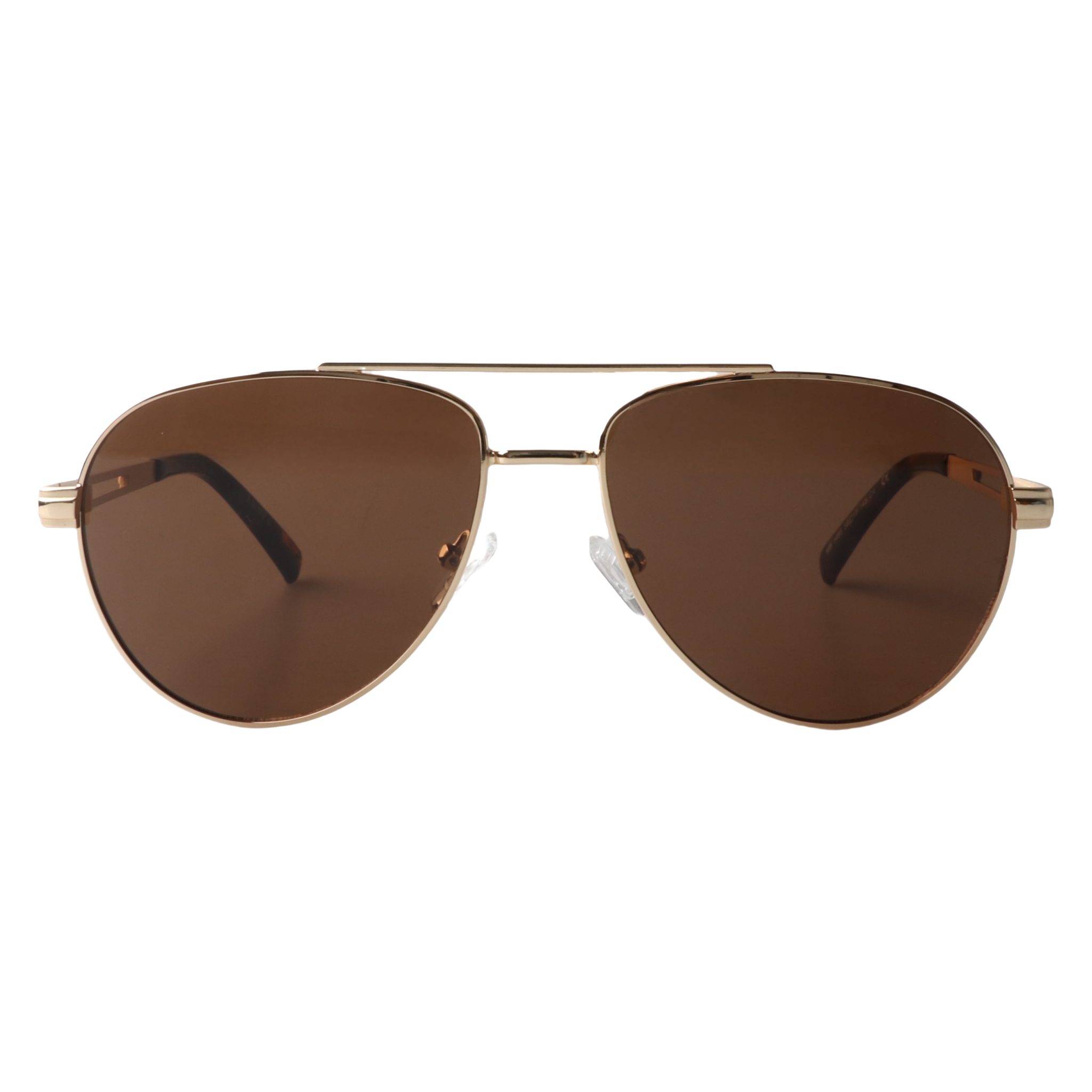 Lenzo Crystal Aviator Gold Frame with Brown Lenses Large
