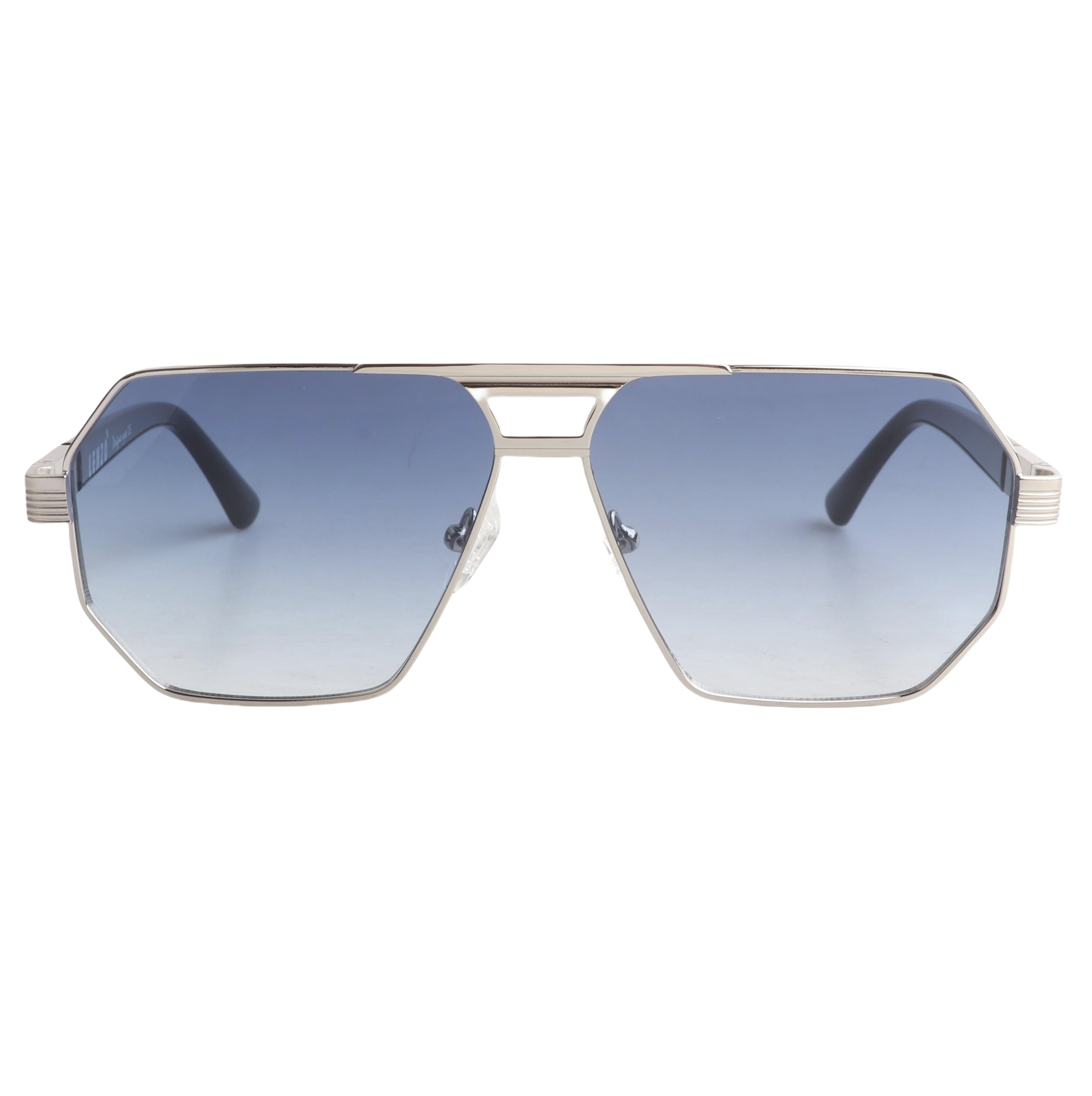 Lenzo Battleship Silver Frame with Gradient Blue Lenses Large