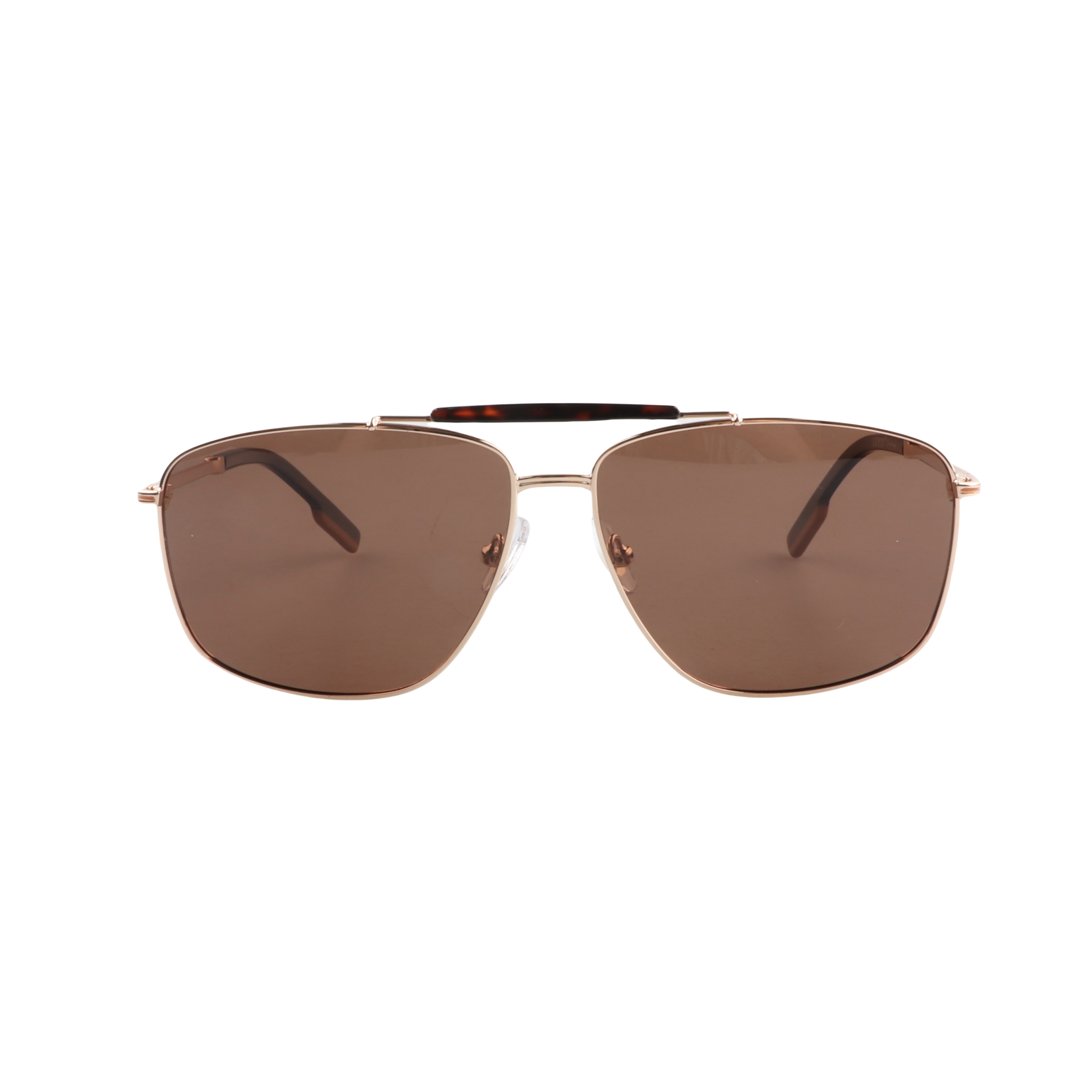 Lenzo Pilot Rose Gold frame & Brown Lenses Large