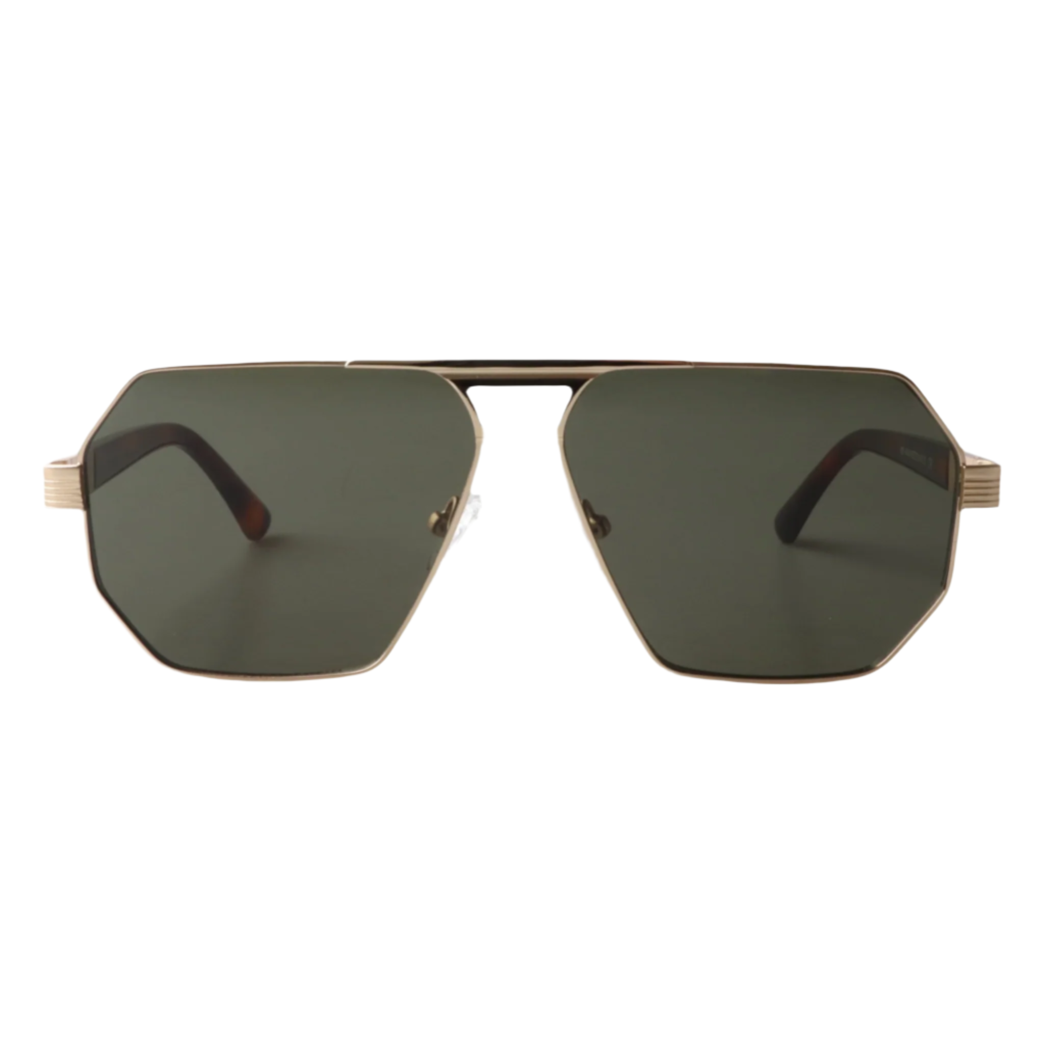 Lenzo Battleship Gold Frame with Green Lenses Large