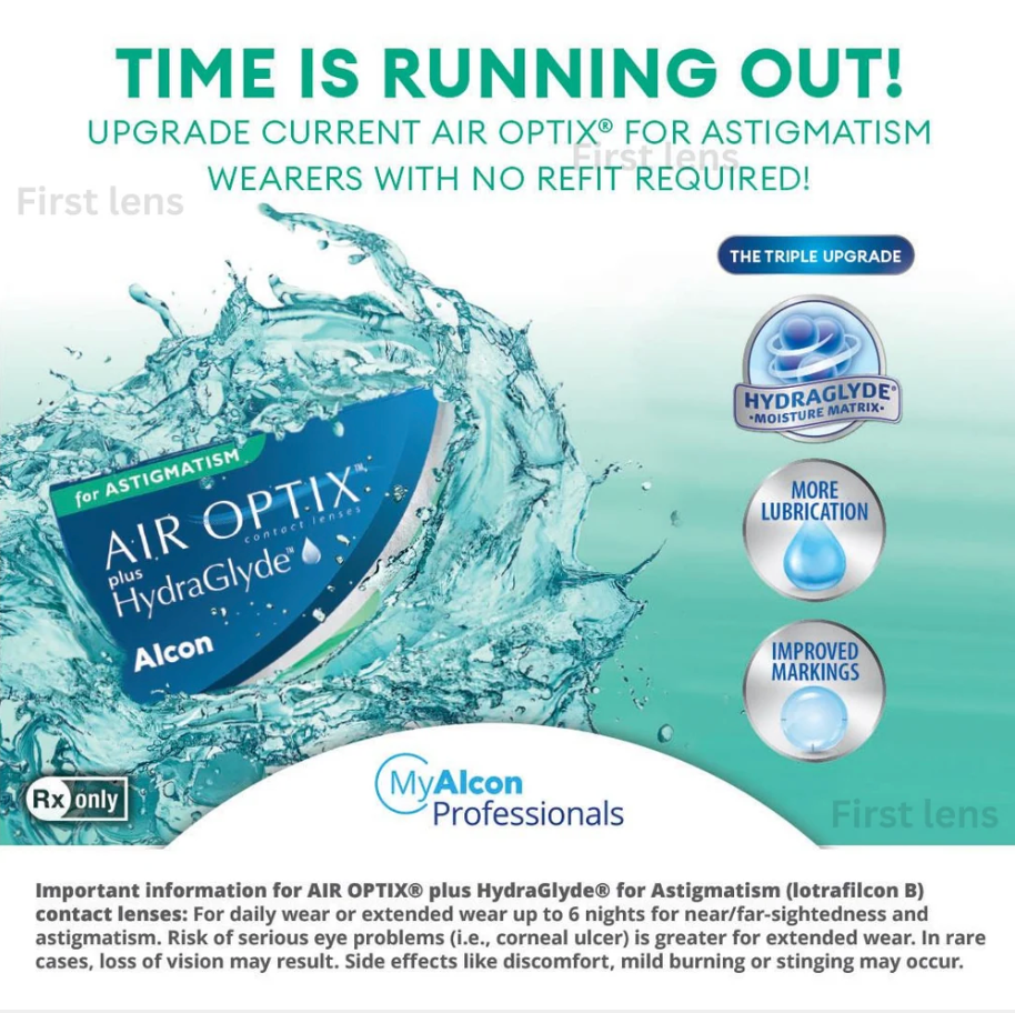 AIR OPTIX plus HydraGlyde Monthly for Astigmatism 3 pack